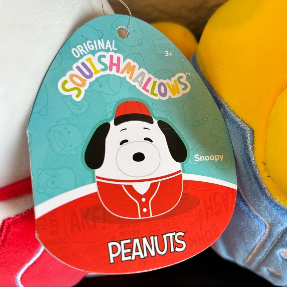 NWT Snoopy & Woodstock Baseball Squishmallows in #00 Jerseys - Picture 4 of 10